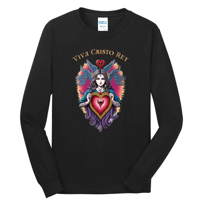 Viva Cristo Rey Sacred Heart Roman Catholic Tall Long Sleeve T-Shirt