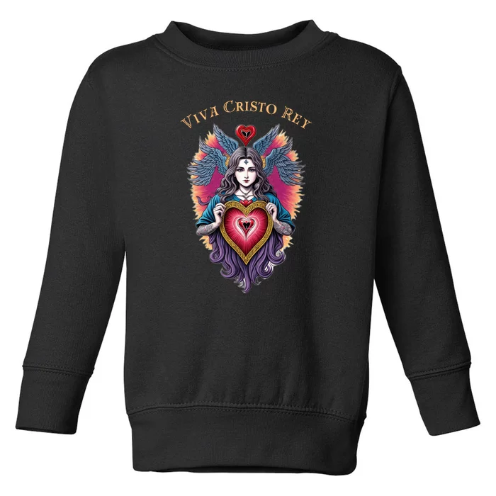 Viva Cristo Rey Sacred Heart Roman Catholic Toddler Sweatshirt