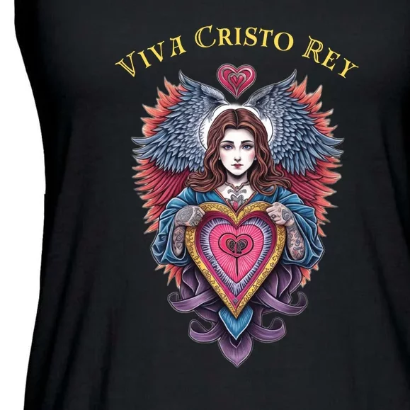 Viva Cristo Rey Sacred Heart Roman Catholic Ladies Essential Flowy Tank