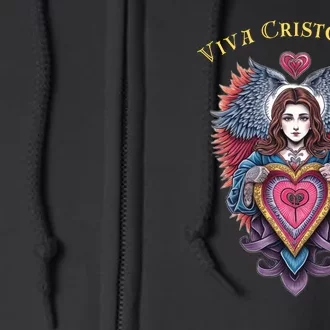 Viva Cristo Rey Sacred Heart Roman Catholic Full Zip Hoodie