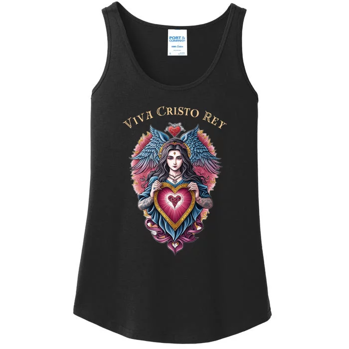 Viva Cristo Rey Sacred Heart Roman Catholic Ladies Essential Tank