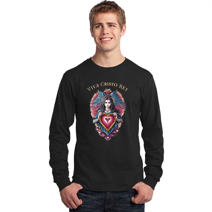 Viva Cristo Rey Sacred Heart Roman Catholic Tall Long Sleeve T-Shirt