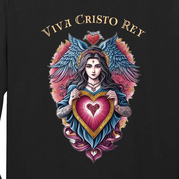 Viva Cristo Rey Sacred Heart Roman Catholic Tall Long Sleeve T-Shirt