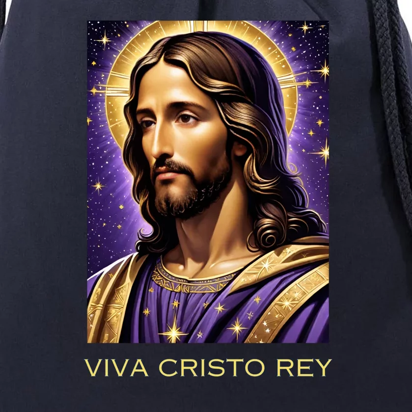 Viva Cristo Rey Catholic Jesus Christ The King Drawstring Bag