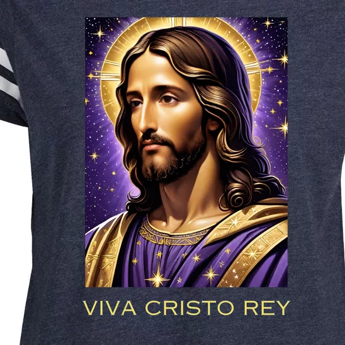 Viva Cristo Rey Catholic Jesus Christ The King Enza Ladies Jersey Football T-Shirt