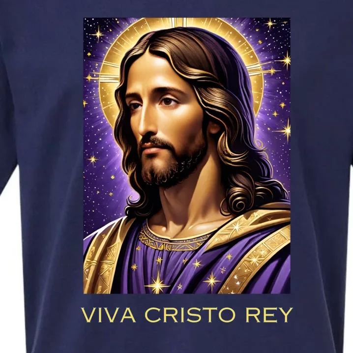 Viva Cristo Rey Catholic Jesus Christ The King Sueded Cloud Jersey T-Shirt