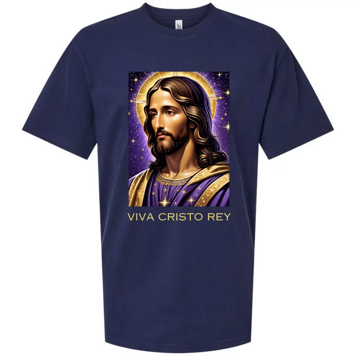 Viva Cristo Rey Catholic Jesus Christ The King Sueded Cloud Jersey T-Shirt