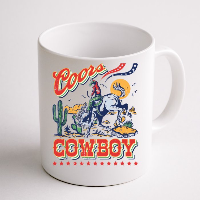 Vintage Cowhide Riding Cowboys Western Country Front & Back Coffee Mug