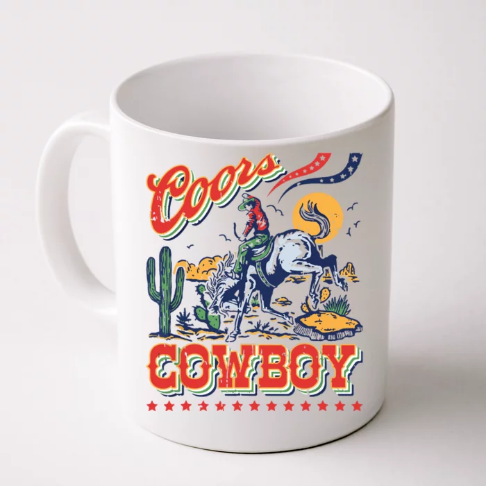 Vintage Cowhide Riding Cowboys Western Country Front & Back Coffee Mug