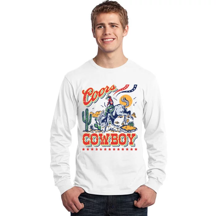 Vintage Cowhide Riding Cowboys Western Country Tall Long Sleeve T-Shirt