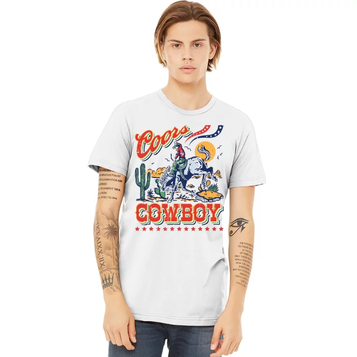 Vintage Cowhide Riding Cowboys Western Country Premium T-Shirt