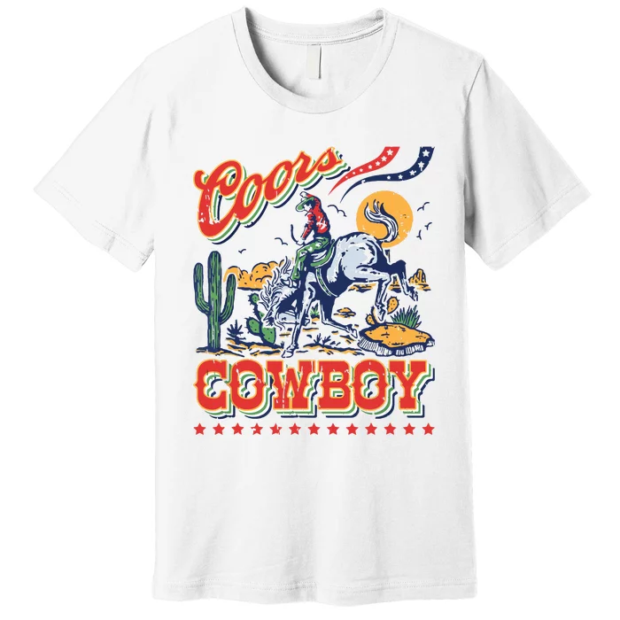 Vintage Cowhide Riding Cowboys Western Country Premium T-Shirt