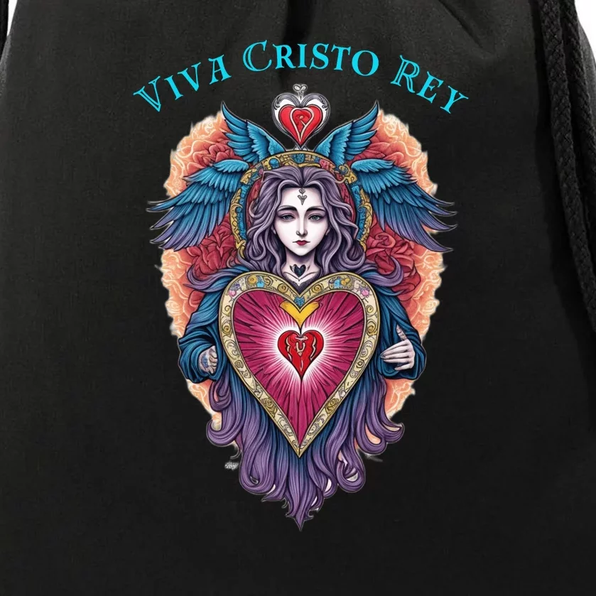 Viva Cristo Rey Sacred Heart Roman Catholic Drawstring Bag