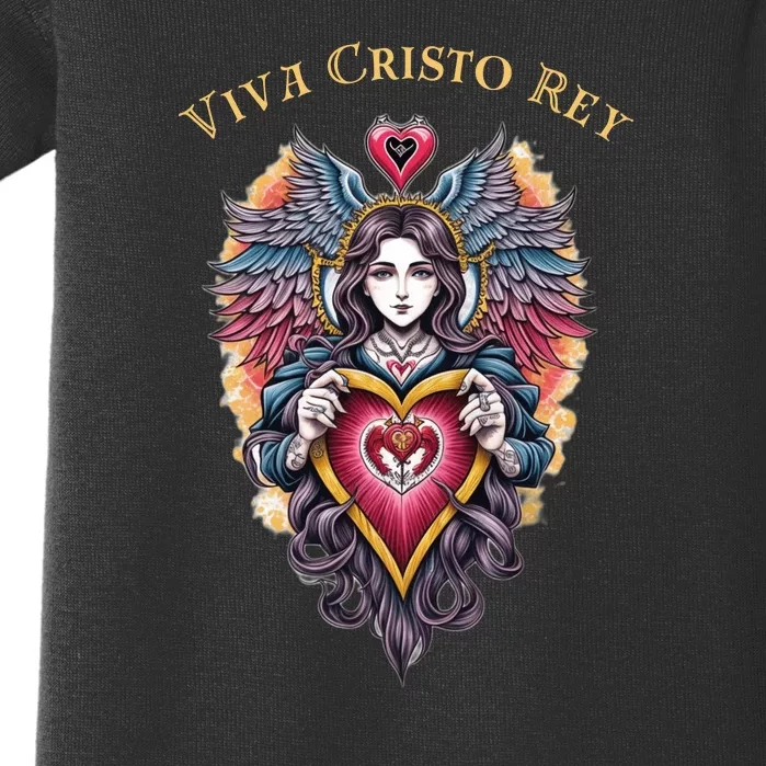 Viva Cristo Rey Sacred Heart Roman Catholic Baby Bodysuit