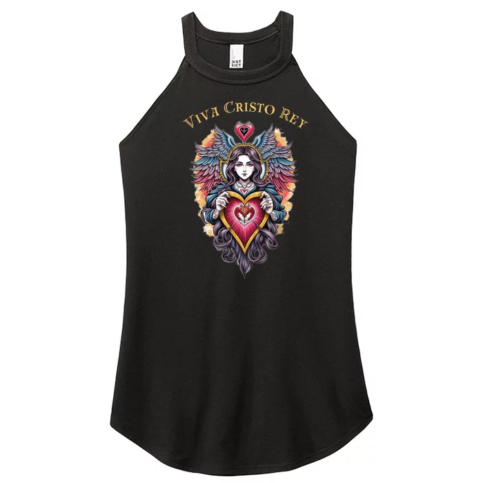 Viva Cristo Rey Sacred Heart Roman Catholic Women’s Perfect Tri Rocker Tank