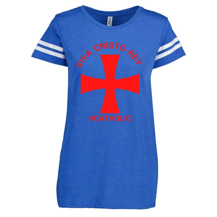 Viva Cristo Rey Catholic Cristeros Gift Enza Ladies Jersey Football T-Shirt