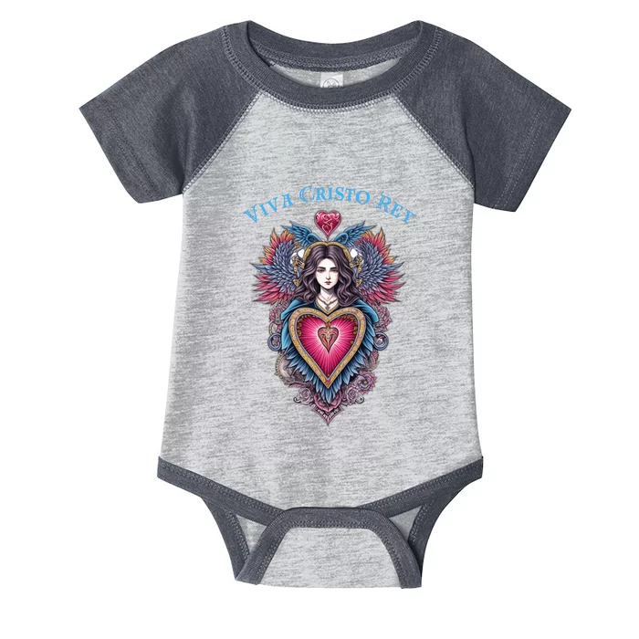 Viva Cristo Rey Sacred Heart Roman Catholic Infant Baby Jersey Bodysuit