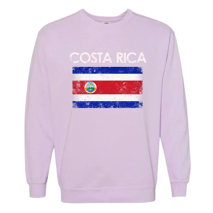 Vintage Costa Rica Rican Flag Pride Cool Gift Garment-Dyed Sweatshirt