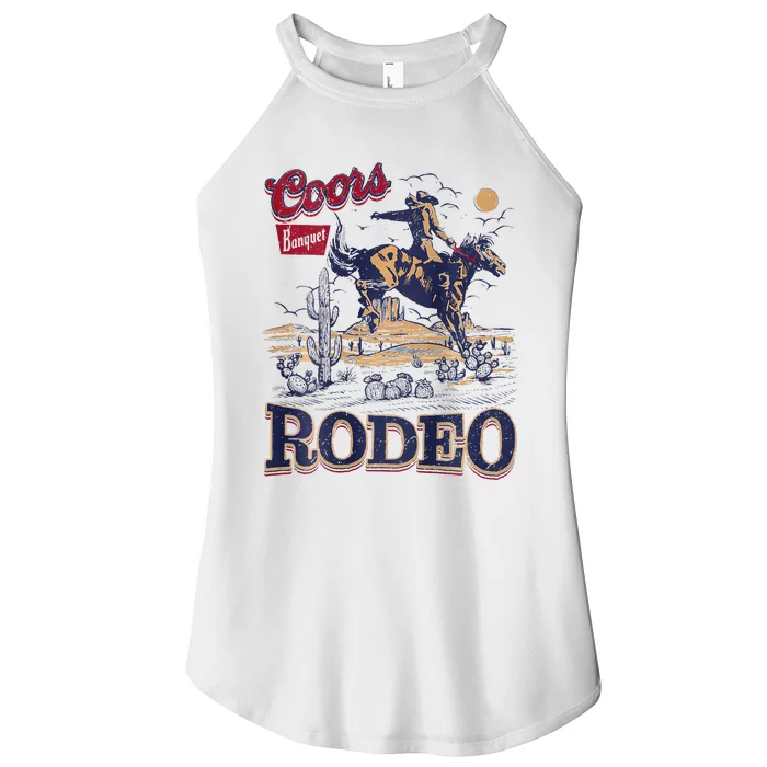 Vintage Cowhide Riding Cow Western Country Rodeo Women’s Perfect Tri Rocker Tank