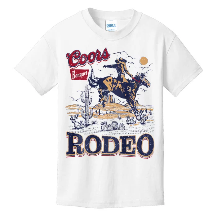 Vintage Cowhide Riding Cow Western Country Rodeo Kids T-Shirt