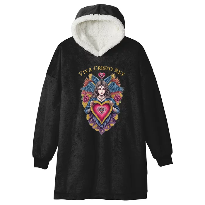 Viva Cristo Rey Sacred Heart Roman Catholic Hooded Wearable Blanket