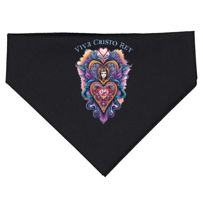 Viva Cristo Rey Sacred Heart Roman Catholic USA-Made Doggie Bandana