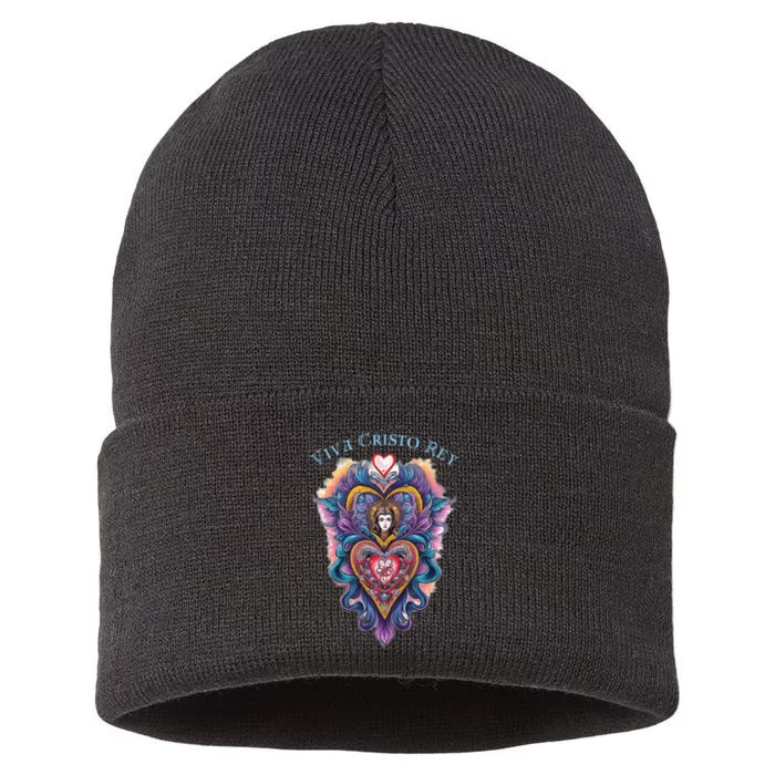 Viva Cristo Rey Sacred Heart Roman Catholic Sustainable Knit Beanie