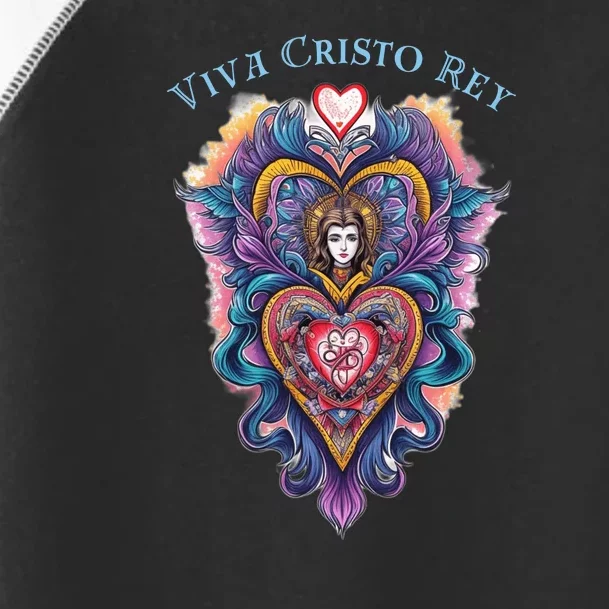 Viva Cristo Rey Sacred Heart Roman Catholic Toddler Fine Jersey T-Shirt