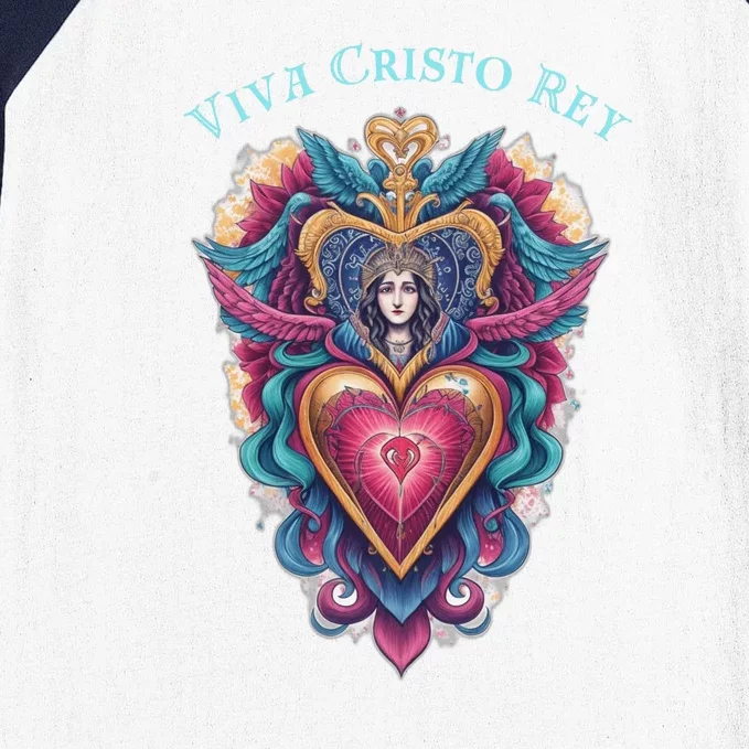 Viva Cristo Rey Sacred Heart Roman Catholic Baseball Sleeve Shirt