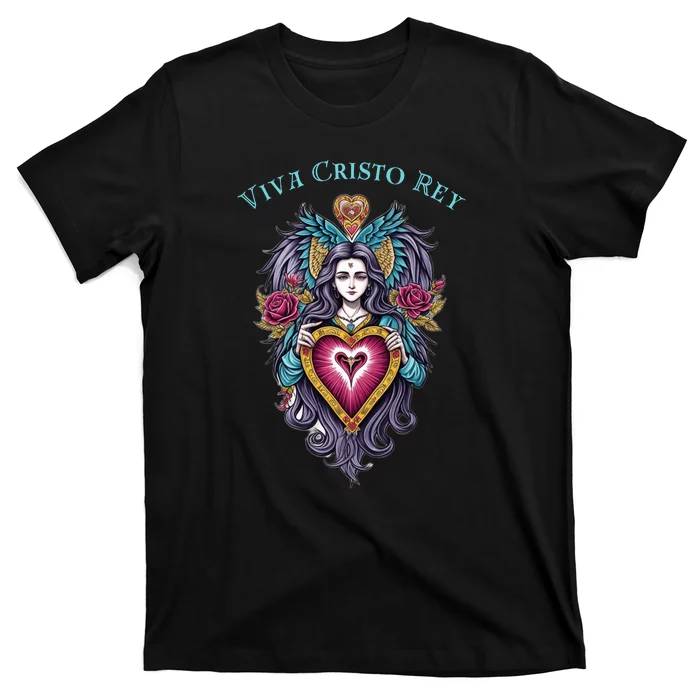 Viva Cristo Rey Sacred Heart Roman Catholic T-Shirt