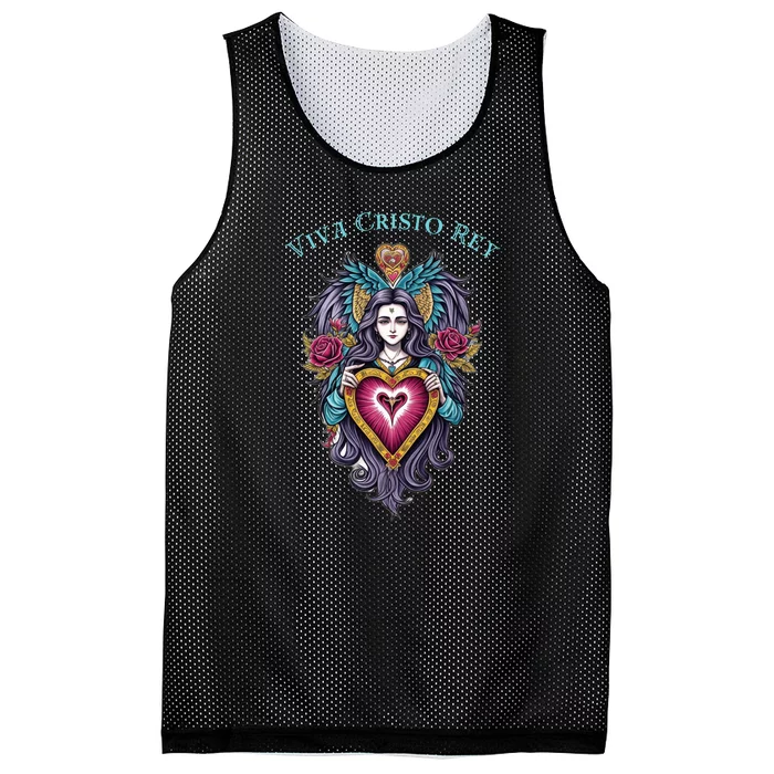 Viva Cristo Rey Sacred Heart Roman Catholic Mesh Reversible Basketball Jersey Tank