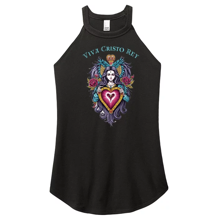 Viva Cristo Rey Sacred Heart Roman Catholic Women’s Perfect Tri Rocker Tank