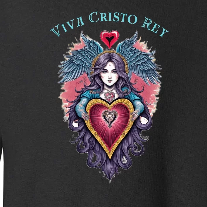 Viva Cristo Rey Sacred Heart Roman Catholic Toddler Sweatshirt