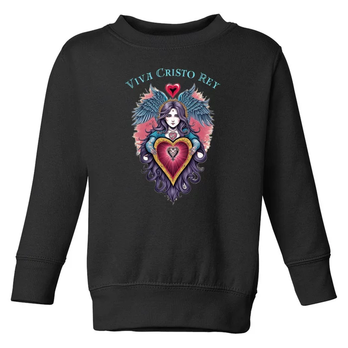 Viva Cristo Rey Sacred Heart Roman Catholic Toddler Sweatshirt