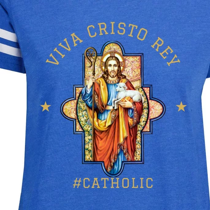 Viva Cristo Rey Roman Catholic Gift Enza Ladies Jersey Football T-Shirt