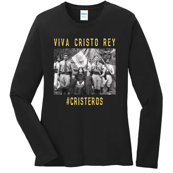 Viva Cristo Rey Catholic Cristeros Gift Ladies Long Sleeve Shirt