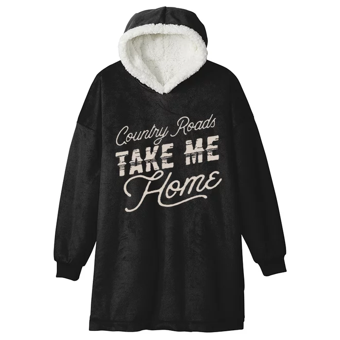 Vintage Country Roads Take Me Home Retro Hooded Wearable Blanket