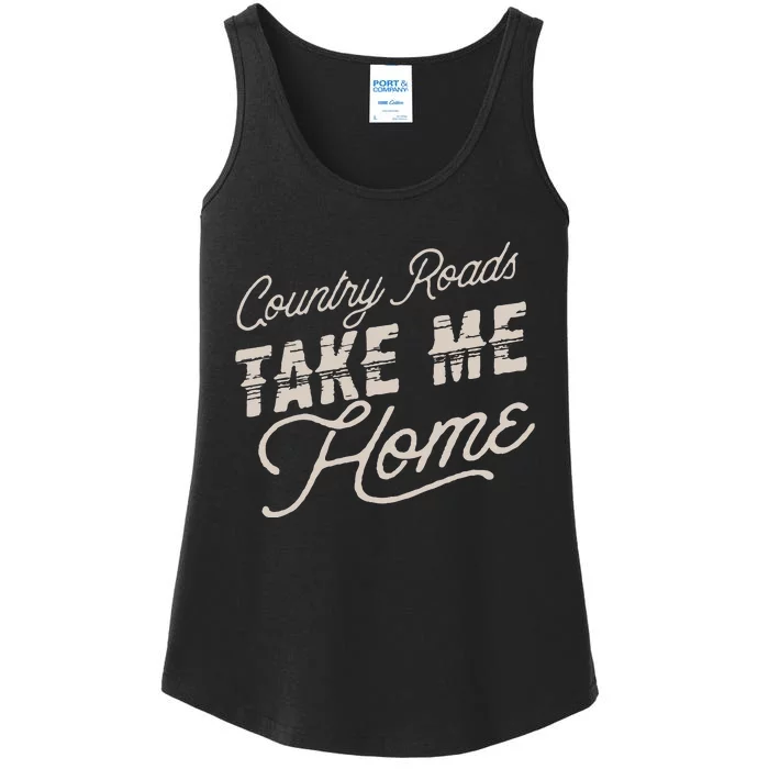 Vintage Country Roads Take Me Home Retro Ladies Essential Tank