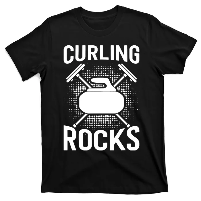 Vintage Curling Rocks Ice Curling Sport Curling Player T-Shirt