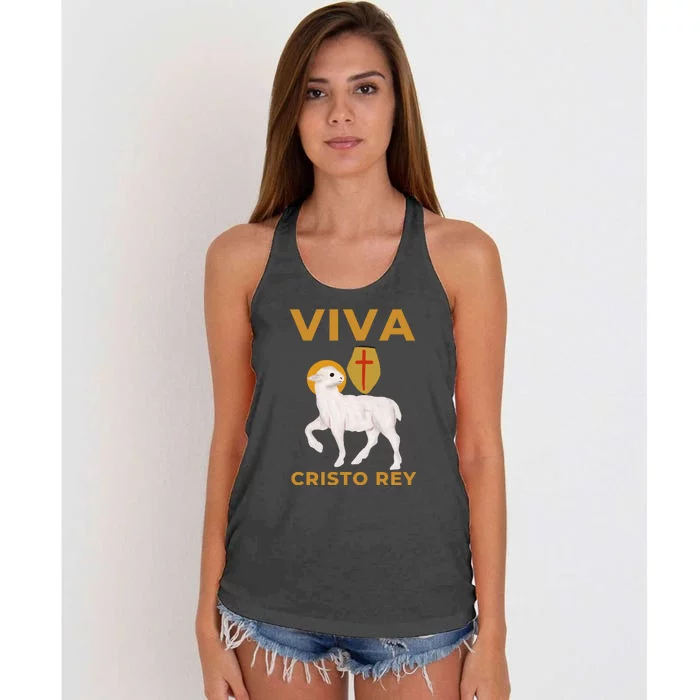 Viva Cristo Rey Roman Catholic Gift Women's Knotted Racerback Tank