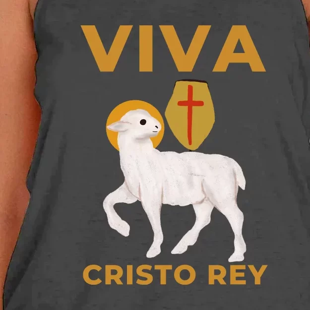 Viva Cristo Rey Roman Catholic Gift Women's Knotted Racerback Tank