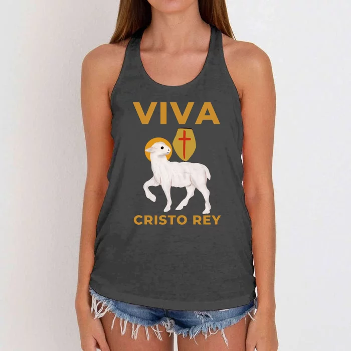 Viva Cristo Rey Roman Catholic Gift Women's Knotted Racerback Tank