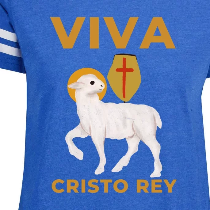 Viva Cristo Rey Roman Catholic Gift Enza Ladies Jersey Football T-Shirt