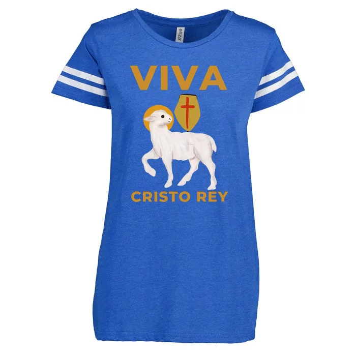 Viva Cristo Rey Roman Catholic Gift Enza Ladies Jersey Football T-Shirt