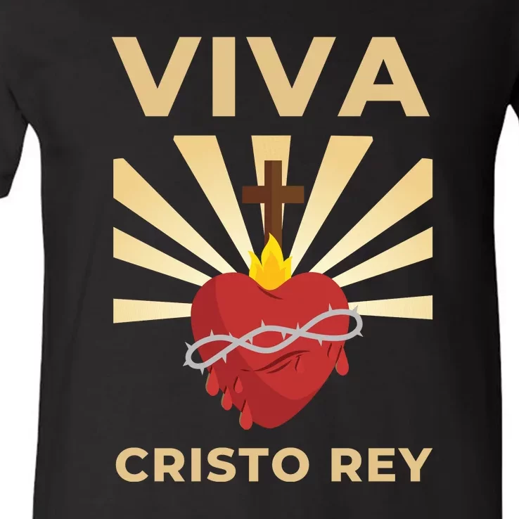 Viva Cristo Rey Roman Catholic Gift V-Neck T-Shirt