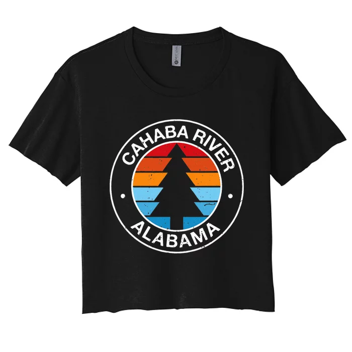 Vintage Cahaba River Alabama Souvenirs Women Canoeist Women's Crop Top Tee