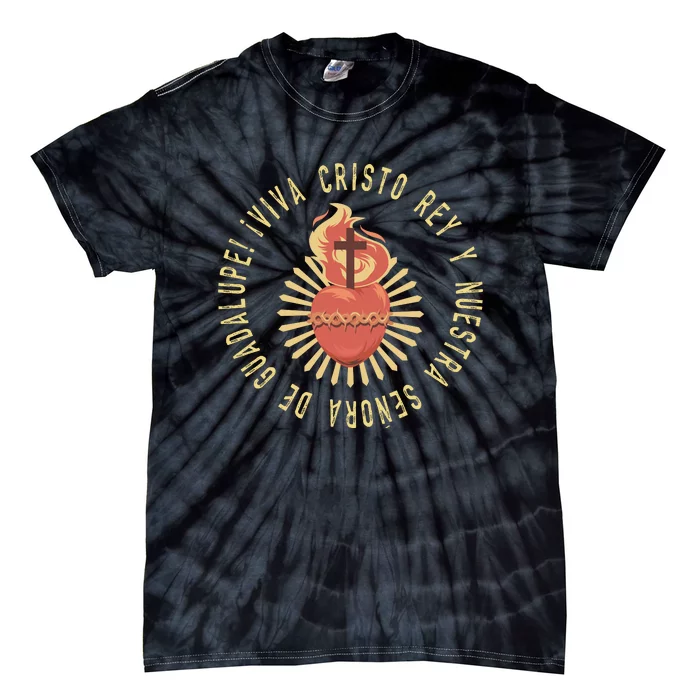 Viva Cristo Rey Catholic Sacred Heart Cristeros Gift Tie-Dye T-Shirt