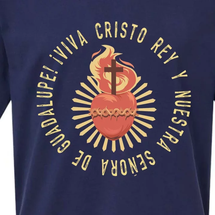 Viva Cristo Rey Catholic Sacred Heart Cristeros Gift Sueded Cloud Jersey T-Shirt