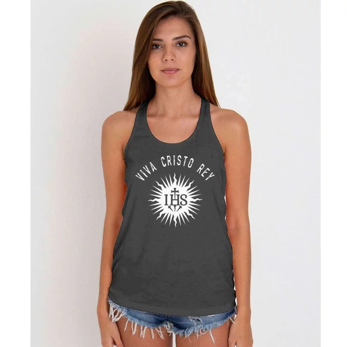 Viva Cristo Rey Roman Catholic Cristeros Women's Knotted Racerback Tank