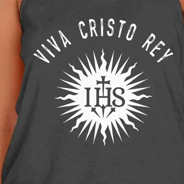 Viva Cristo Rey Roman Catholic Cristeros Women's Knotted Racerback Tank